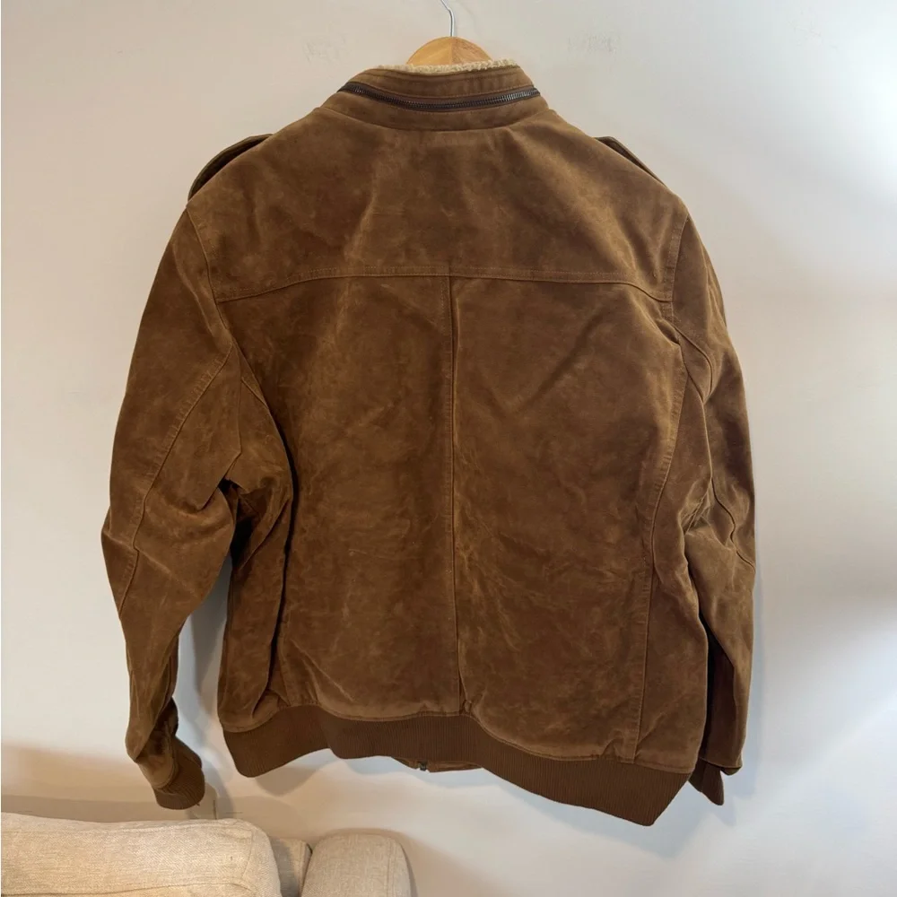 Levi’s Men's Faux Suede Aviator Bomber Jacket w/ Sherpa Lining- Cognac, NWT - Picture 5 of 8
